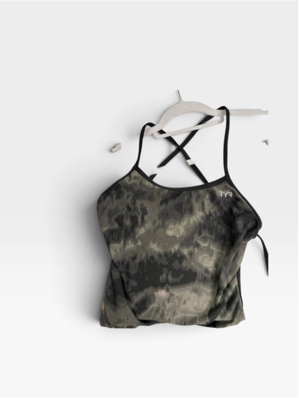 Women's TYR One Piece Swimsuit Size S Grey Black Camo Print
